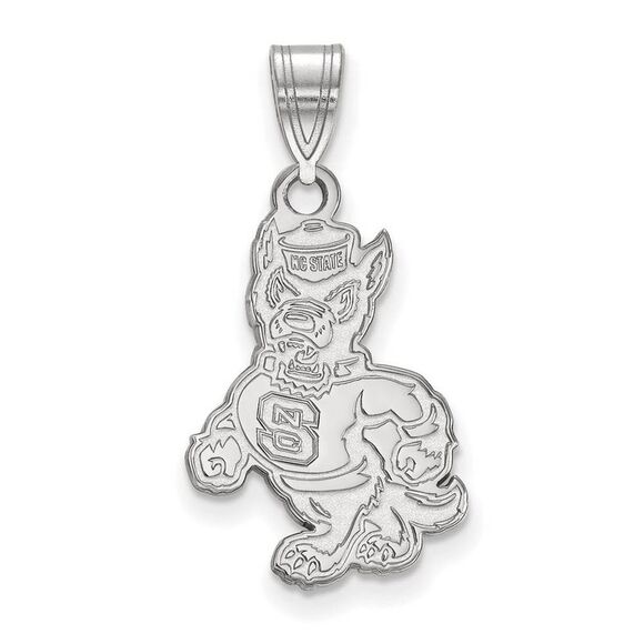 14k White Gold North Carolina State Large Mascot Pendant